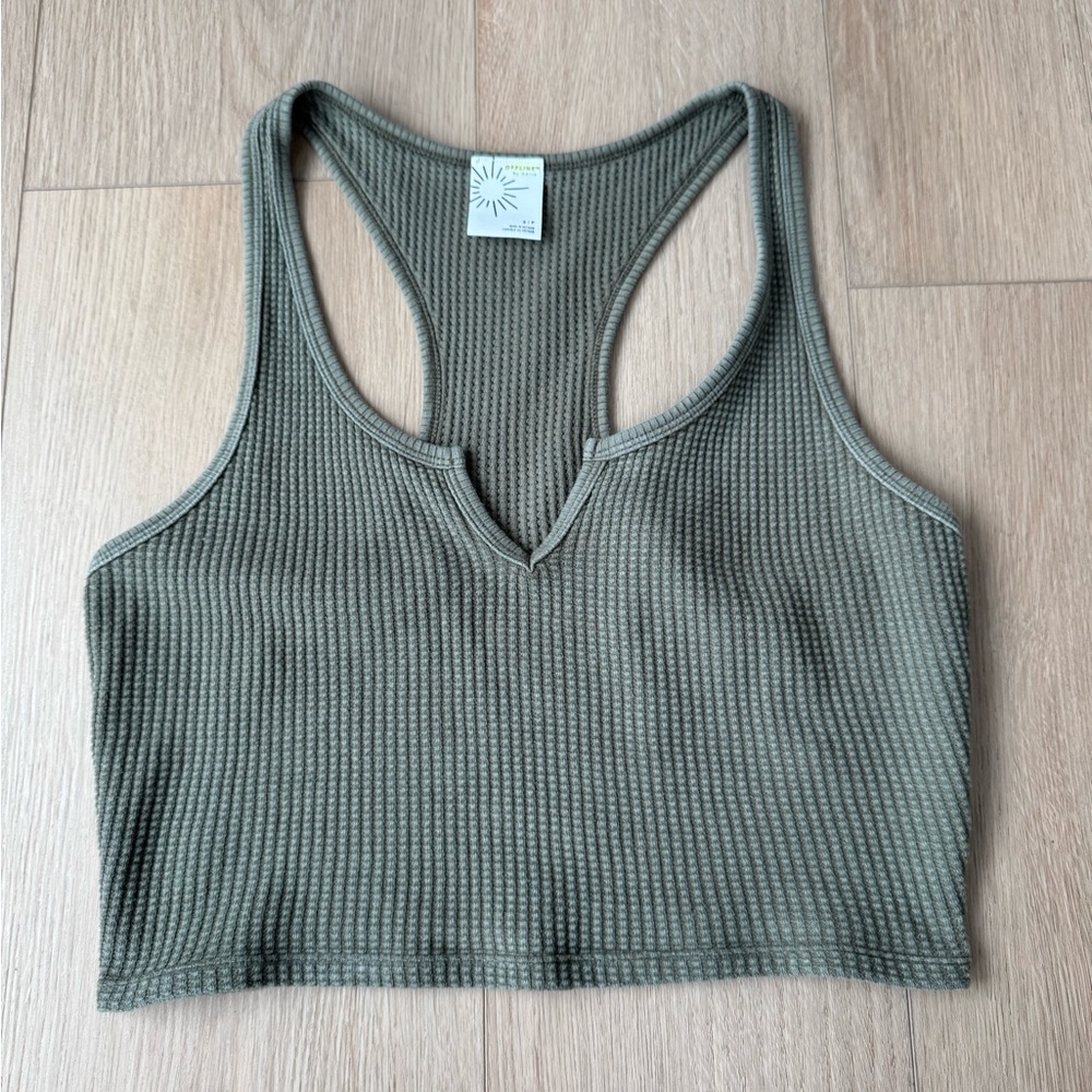Women’s Aerie Olive Green Ribbed Crop Top